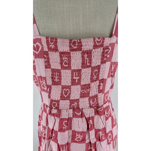 Sailor Moon Womens Pink Checker Shift Dress Sleeveless Button Front Size MD NWT - Picture 11 of 16